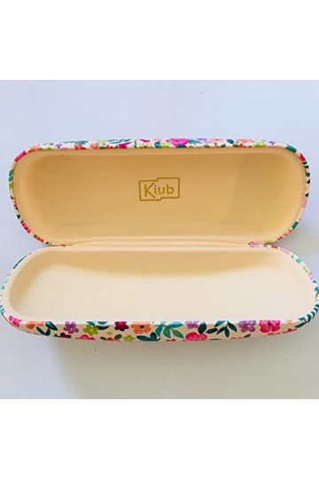 KIUB Etui à lunettes rigide - Motif Paris jadore avec la Tour Eiffel - fond multifleurs