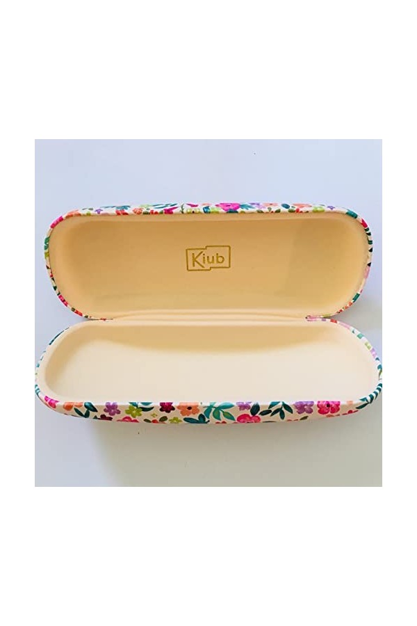 KIUB Etui à lunettes rigide - Motif Paris jadore avec la Tour Eiffel - fond multifleurs