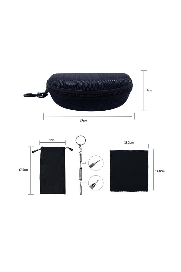 HXJDAM Lot de 3 étuis à lunettes de soleil – Étui rigide pour lunettes de soleil, étui à lunettes à suspendre & étui à lunett