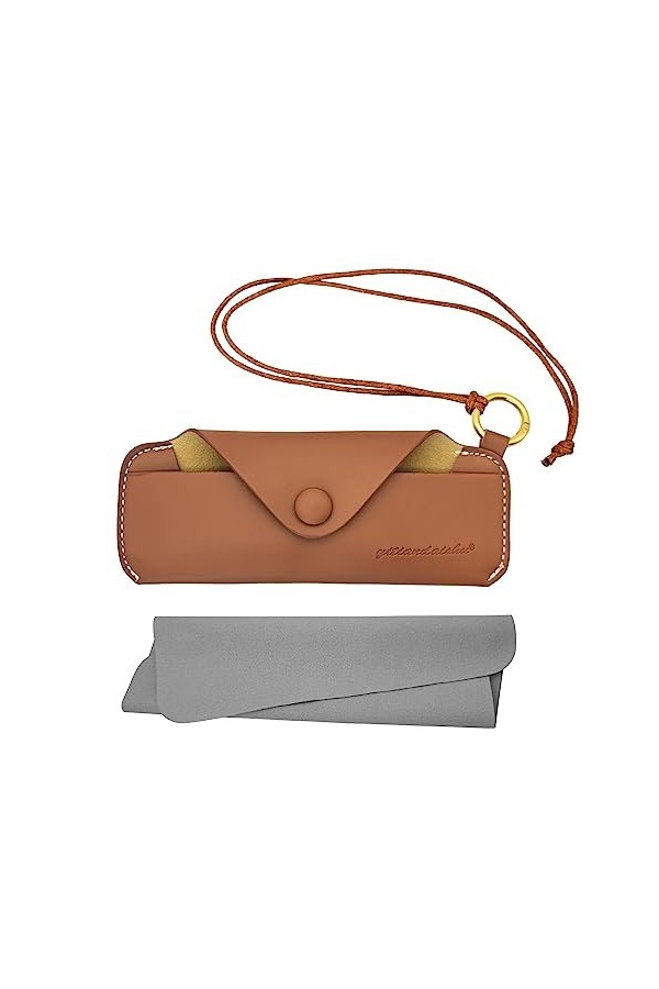 MultiValue Étui à lunettes en cuir souple avec bouton et cordon, étui à lunettes vintage en cuir PU portable, étui à lunettes