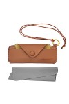 MultiValue Étui à lunettes en cuir souple avec bouton et cordon, étui à lunettes vintage en cuir PU portable, étui à lunettes