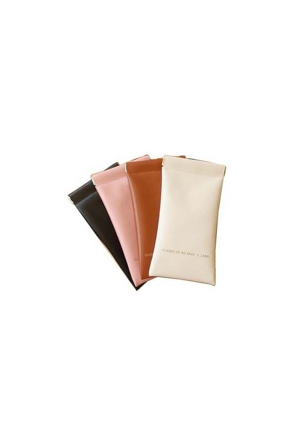 JZ Lot de 4 étuis à lunettes en cuir synthétique souple - Avec couvercle à presser - Sac de rangement étanche pour lunettes d