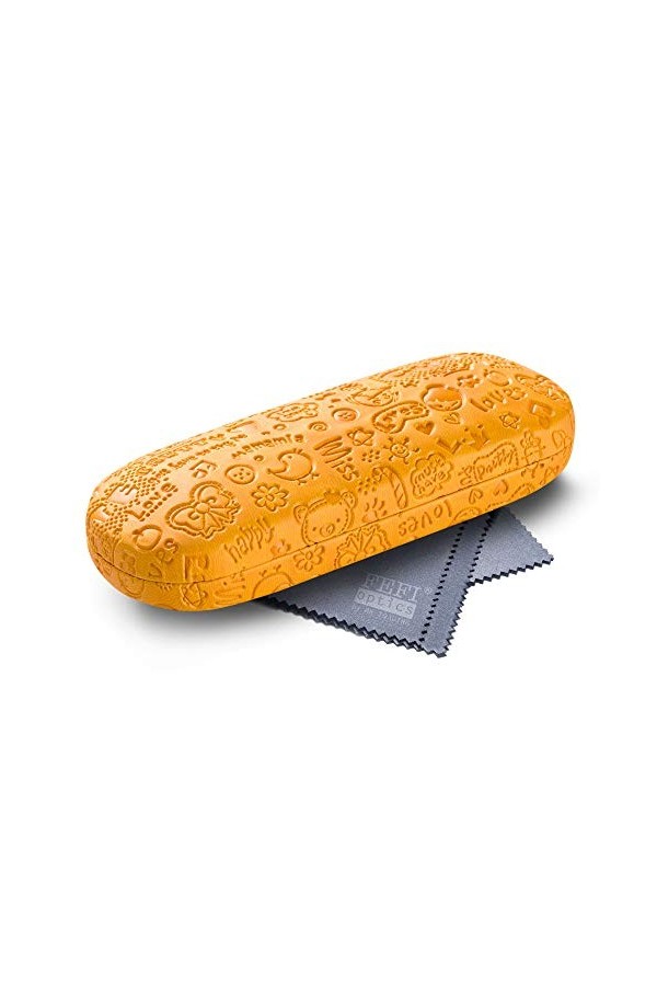 Fefi Étui à lunettes, pour enfant, coque rigide, en design gaufré, avec chiffon de nettoyage en microfibre, Rose, S