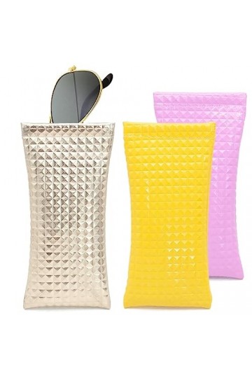 JJQHYC Lot de 3 étuis à lunettes de soleil en cuir souple pour homme et femme, multicolore, taille unique