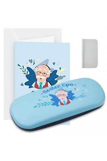Weewooday 2 Pcs Set de Cadeau pour Grand-Père Venant de Petit-Fils Petite-Fille Comprenant 1 Étui à Lunettes Rigide Bester Op