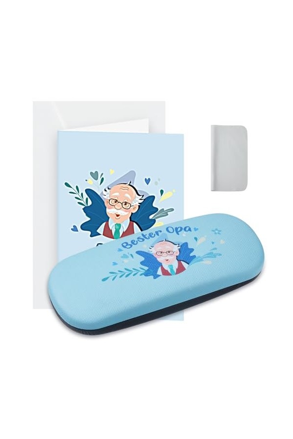 Weewooday 2 Pcs Set de Cadeau pour Grand-Père Venant de Petit-Fils Petite-Fille Comprenant 1 Étui à Lunettes Rigide Bester Op