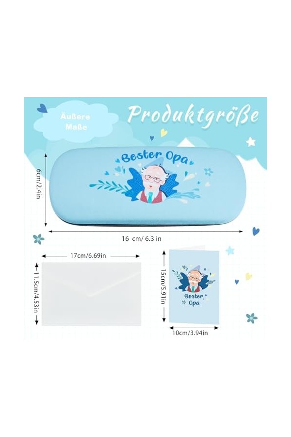 Weewooday 2 Pcs Set de Cadeau pour Grand-Père Venant de Petit-Fils Petite-Fille Comprenant 1 Étui à Lunettes Rigide Bester Op