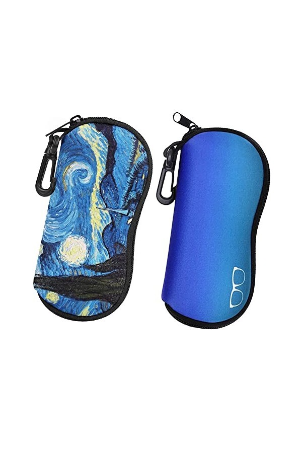 NUYYR 2 pièces Étui à Lunettes en Néoprène, Etui Lunettes de Soleil, Sac Souple de Lunettes, Sac Souple de Lunettes de Soleil