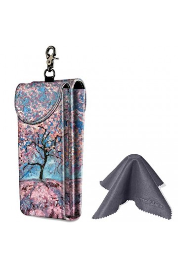 molshine Double étui à lunettes, pochette en cuir végétalien pour lunettes de soleil, lunettes avec chiffon de nettoyage Fle