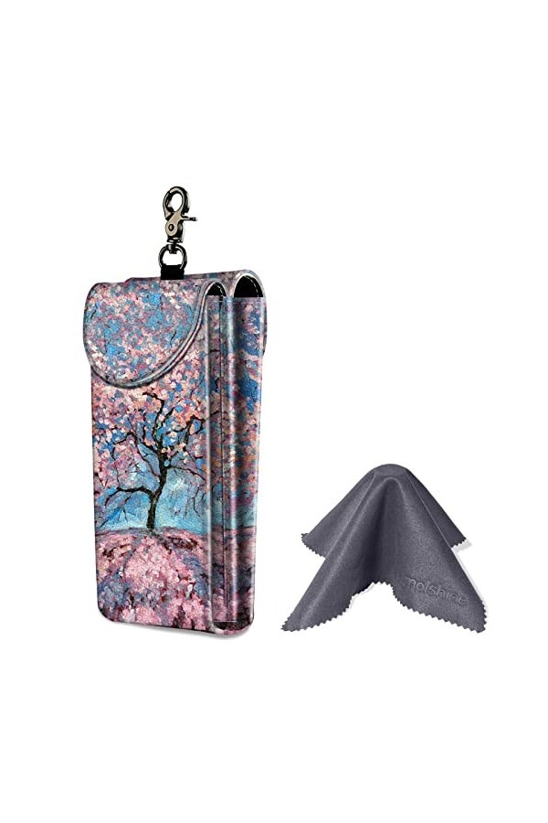 molshine Double étui à lunettes, pochette en cuir végétalien pour lunettes de soleil, lunettes avec chiffon de nettoyage Fle