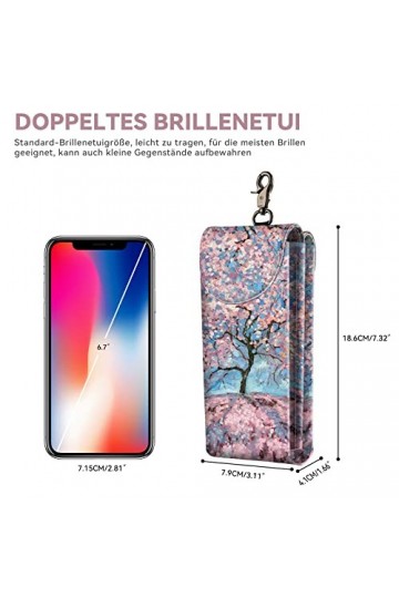 molshine Double étui à lunettes, pochette en cuir végétalien pour lunettes de soleil, lunettes avec chiffon de nettoyage Fle