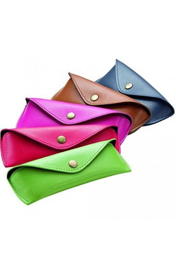 Étui à Lunettes en Cuir véritable Rose 16 x 5,5 x 3 cm, Rose, 16 cm, Organiseur de Poche