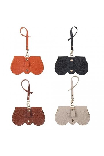 Awoeorsty Étui à lunettes de soleil tendance en cuir avec mousqueton, étui souple pour lunettes de soleil, sac de rangement p