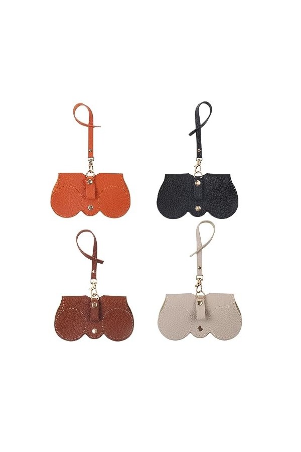 Awoeorsty Étui à lunettes de soleil tendance en cuir avec mousqueton, étui souple pour lunettes de soleil, sac de rangement p