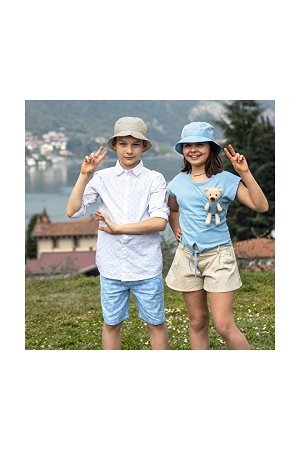 Colours & Beauty Chapeau Bob Coloré en Coton Beige Fille 6-12 Ans | Chapeau de Pêcheur Enfant | Bob Fille Été | Chapeau De So