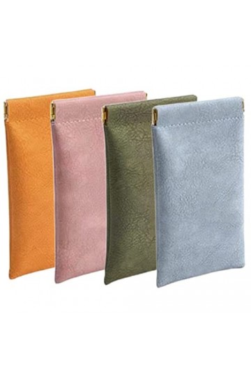 COLLBATH 4 Pièces Sac De Rangement Pour Lunettes Cas Découteurs Étuis à Lunettes En Cuir à Lunettes Pour Plusieurs Lunettes à