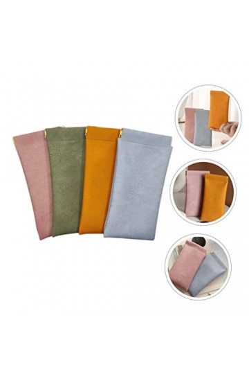 COLLBATH 4 Pièces Sac De Rangement Pour Lunettes Cas Découteurs Étuis à Lunettes En Cuir à Lunettes Pour Plusieurs Lunettes à