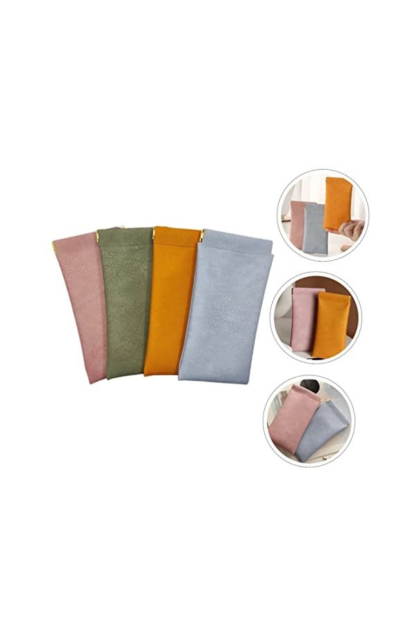 COLLBATH 4 Pièces Sac De Rangement Pour Lunettes Cas Découteurs Étuis à Lunettes En Cuir à Lunettes Pour Plusieurs Lunettes à