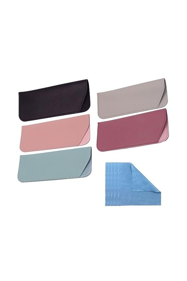 lylqmy Lot de 5 étuis à lunettes souples en cuir souple épais avec ouverture pour lunettes portables Convient pour les sports