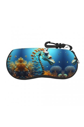 ZYVIA Blue Seahorse Étui à lunettes souple ultra léger et portable multi-usages résistant aux rayures Convient pour les étudi