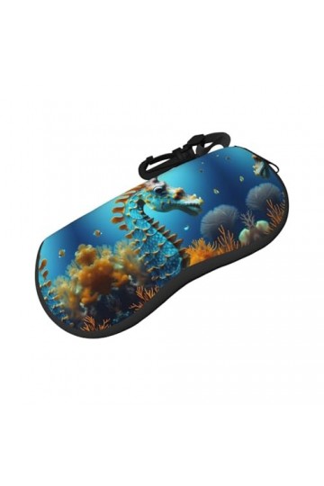 ZYVIA Blue Seahorse Étui à lunettes souple ultra léger et portable multi-usages résistant aux rayures Convient pour les étudi