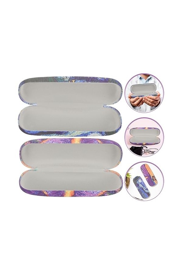 NIYANGLE 2 Pièces Peinture À LHuile À Lunettes Lunettes Étuis De Rangement À Lunettes À Lunettes Coque Rigide Vitrine De Lun