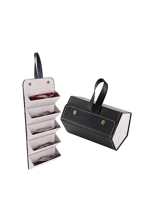 Étui de rangement pour lunettes de soleil – Organiseur de lunettes de soleil de voyage portable avec 5 emplacements – Étui à 