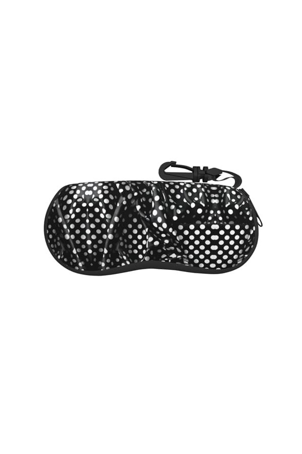 ZYVIA Étui à lunettes souple ultra léger et portable à pois noirs et blancs - Coque de protection multi-usages résistante aux