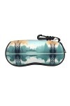 ZYVIA Fallen Leaves On A Tranquil Lake Étui à lunettes souple ultra léger et portable résistant aux rayures Coque de protecti