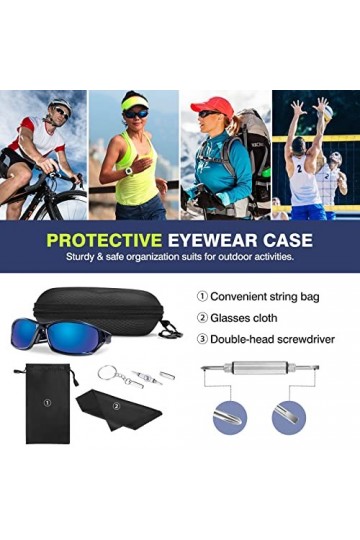 MoKo Étui à Lunettes Semi-Rigide, 2 PCS Boîte à Lunettes de Soleil en EVA avec Crochet en Métal, Étui de Protection pour Lune