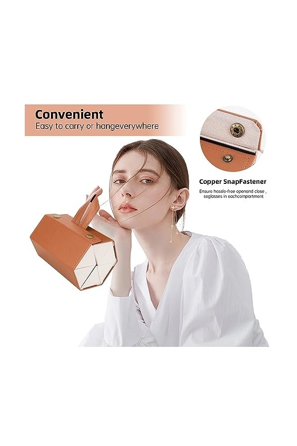 CTDMJ Étui de voyage pour lunettes de soleil - Boîte de rangement à 6 emplacements - Pliable - En cuir synthétique - Pour hom