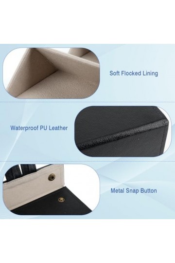 JABNOW Boîte à lunettes, PU Étui à Lunettes de Soleil à 4 Fentes, Organisateur de Lunettes Pliable de voyage, avec un chiffon