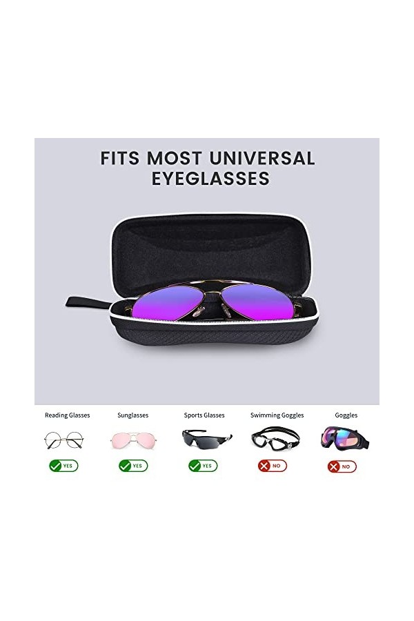 molshine 3 pièces étui à lunettes de soleil à coque dure portable, étui à lunettes de voyage à glissière pour femmes hommes s