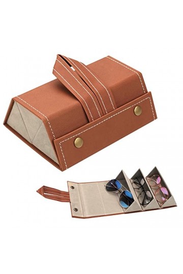 UTMACH Étui à Lunettes Pliable avec 3 Compartiment Boite Rangement Voyage Lunette Organisateur Lunette de Soleil Voyage Étui 