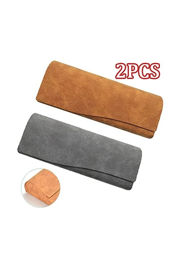 Lunettes Etui Lunettes, 2 Pièces Housse de Protection pour Lunettes, Étuis à Lunettes, Boite Lunette, Étui Lunettes Cuir, Etu