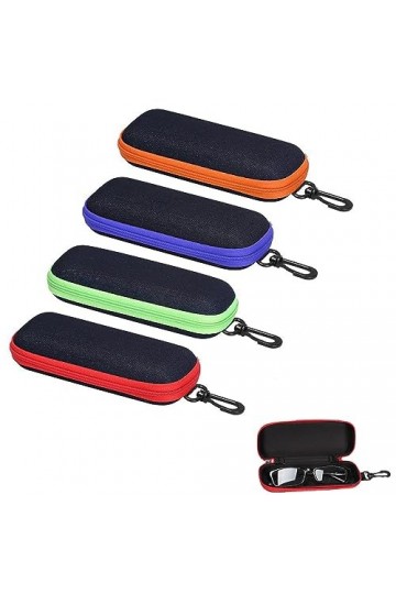 Xusxes 4 Pièces Étui à Lunettes De Voyage,Étui à Lunettes De Voyage à Glissière,Etui Lunettes Souple,Avec Mousqueton, Portabl