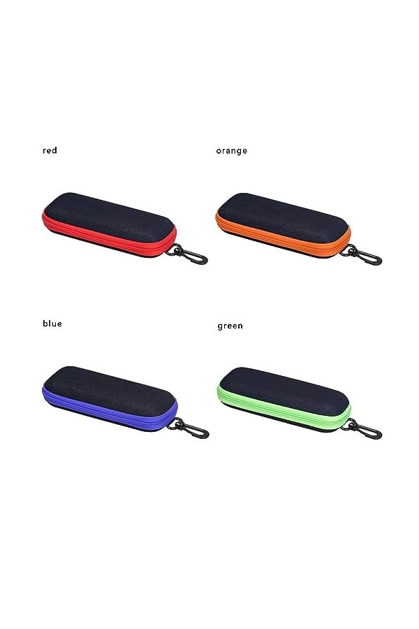 Xusxes 4 Pièces Étui à Lunettes De Voyage,Étui à Lunettes De Voyage à Glissière,Etui Lunettes Souple,Avec Mousqueton, Portabl