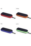 Xusxes 4 Pièces Étui à Lunettes De Voyage,Étui à Lunettes De Voyage à Glissière,Etui Lunettes Souple,Avec Mousqueton, Portabl