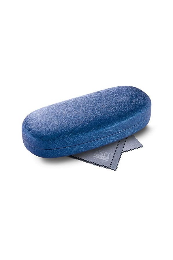 FEFI - Étui à lunettes robuste en design métal brossé - y compris chiffon de nettoyage de lunettes de haute qualité