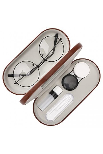 MoKo Étui à Lunettes Double Couche, 2 en 1 Boîte à Lunettes de Soleil Lentilles de Contact, Sac Lunettes Portable Voyage avec