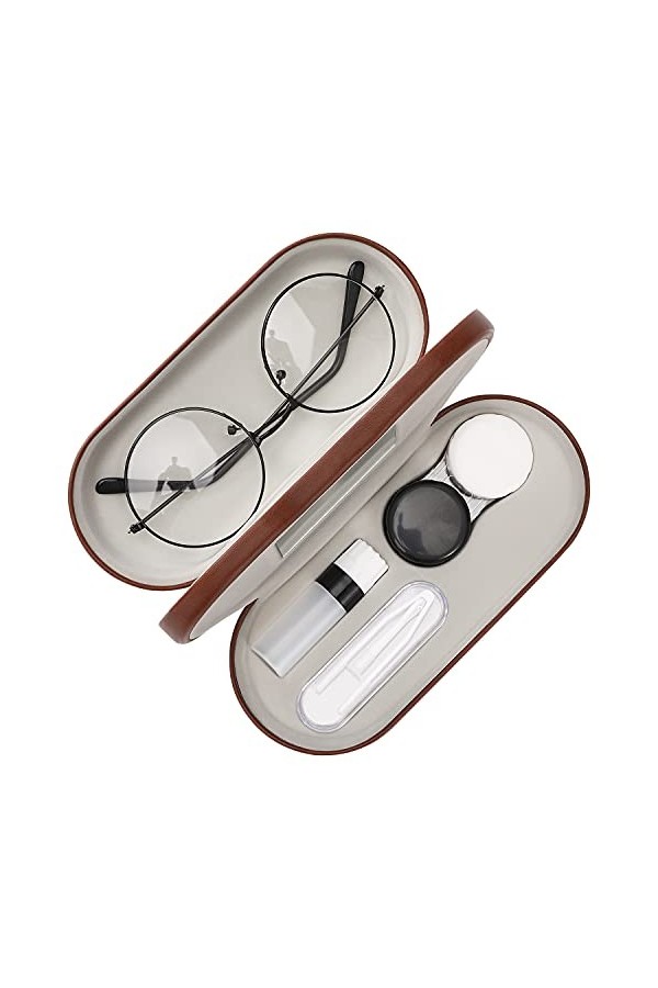 MoKo Étui à Lunettes Double Couche, 2 en 1 Boîte à Lunettes de Soleil Lentilles de Contact, Sac Lunettes Portable Voyage avec
