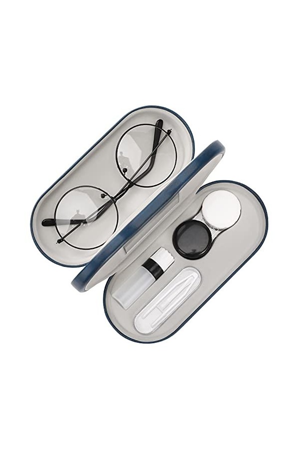 MoKo Étui à Lunettes Double Couche, 2 en 1 Boîte à Lunettes de Soleil Lentilles de Contact, Sac Lunettes Portable Voyage avec