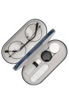 MoKo Étui à Lunettes Double Couche, 2 en 1 Boîte à Lunettes de Soleil Lentilles de Contact, Sac Lunettes Portable Voyage avec