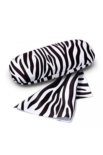 FEFI Set Etui à lunettes: Animal Print Zèbre - Hardcase - avec chiffon de nettoyage de lunettes
