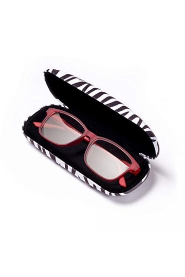FEFI Set Etui à lunettes: Animal Print Zèbre - Hardcase - avec chiffon de nettoyage de lunettes
