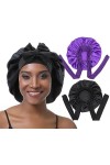 EBONNT 2Pcs Bonnet Satin Cheveux Nuit Bonnet en Soie pour Femmes Cheveux naturels Taille de tête Ajustable Bonnet de Nuit pou