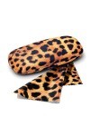 FEFI Set Etui à lunettes: Animal Print Léopard - Hardcase - avec chiffon de nettoyage de lunettes