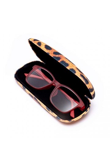 FEFI Set Etui à lunettes: Animal Print Léopard - Hardcase - avec chiffon de nettoyage de lunettes