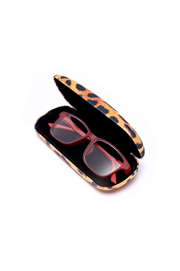 FEFI Set Etui à lunettes: Animal Print Léopard - Hardcase - avec chiffon de nettoyage de lunettes