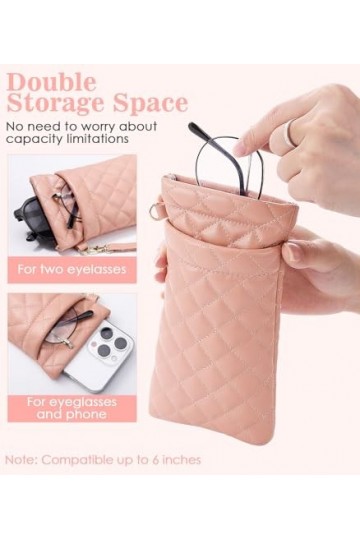 MoKo Double Pochette à Lunettes avec Sangle de Transport, Sac Souple de Lunettes en Cuir PU Souple, Étui pour Lunettes de Sol